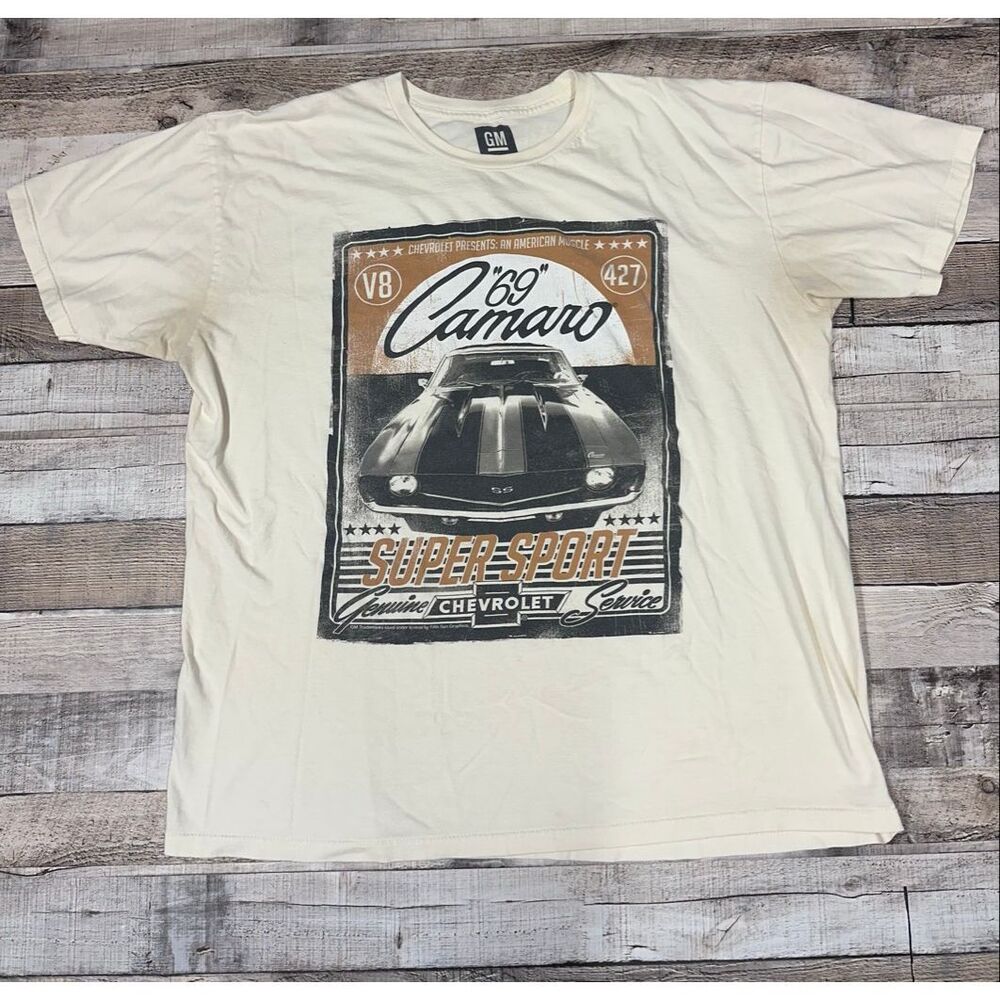 GM ‘69 Camaro Super Sport Graphic Tee Cream Adult Size XL